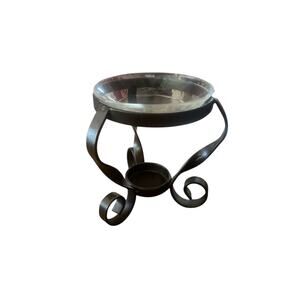 NWT Modern Art  Metal And Glass Candle Oil Warmer